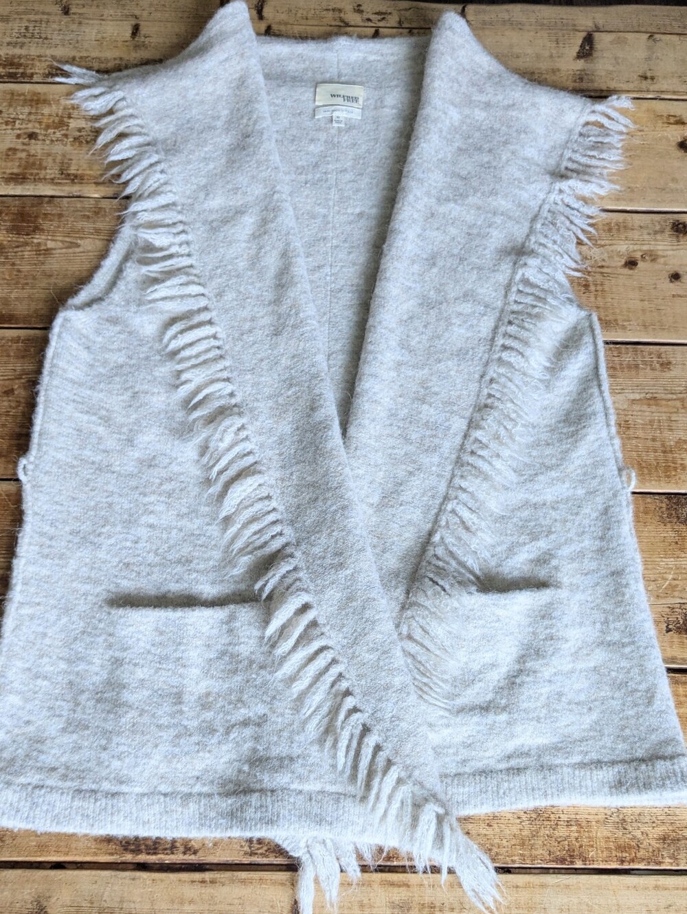 Wilfred Free Fringe Sweater Vest Mock Neck Italian Yarn Light Gray M